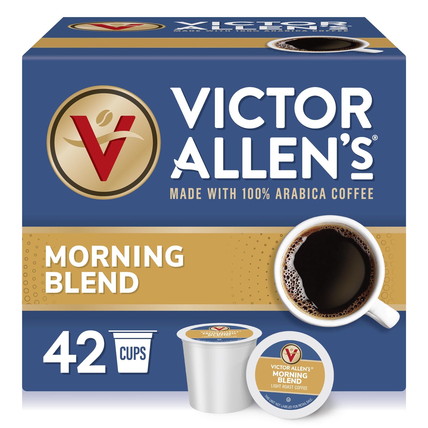Victor Allens Coffee Morning Blend, Light Roast, 42 Count, Single Serve Coffee Pods for Keurig K-Cup malt-inspired