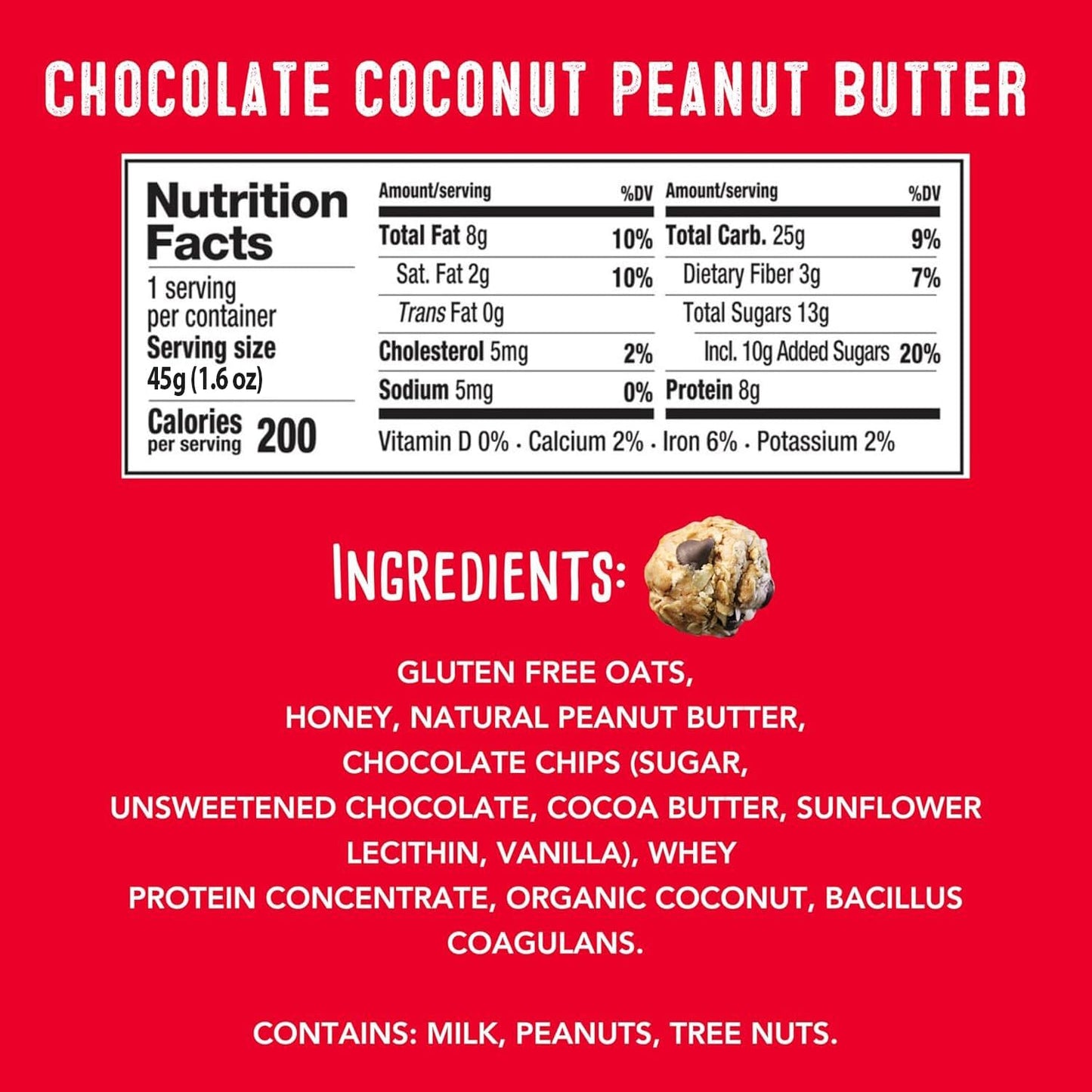 simplyFUEL Whole Food Protein Balls - Gluten Free Energy Snacks, Chocolate Coconut Peanut Butter, 24 Packs (1.6oz each)