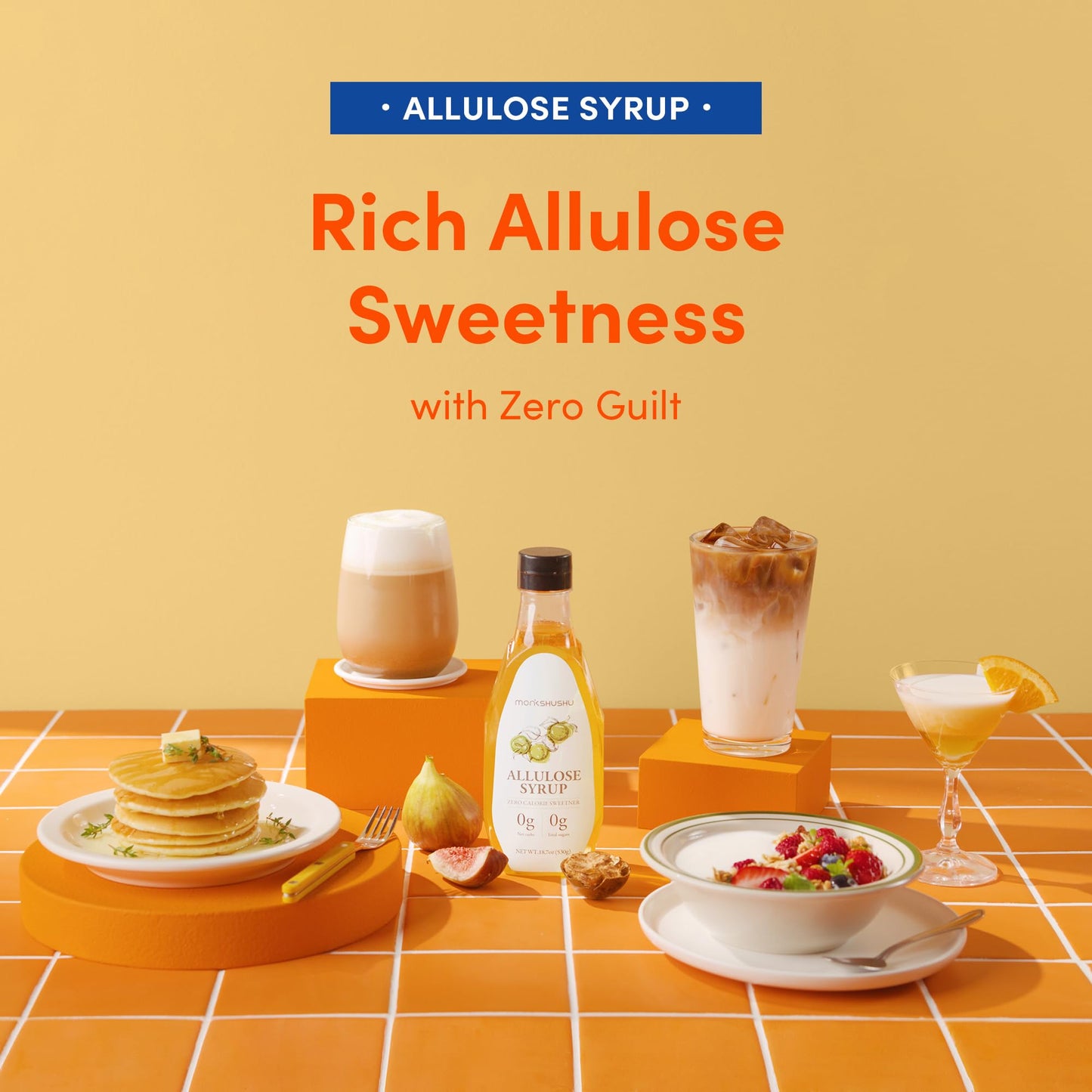 MONKSHUSHU Allulose Syrup 18.7 Fl Oz - Allulose 99.692%, Keto Diet, Vegan friendly, Stevia Blend Thin Syrup, Zero Calorie Sugar