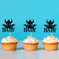 Ercadio 24 Pack Dragon Baby Cupcake Toppers Black Glitter Dragon Baby Cupcake Picks Cute Dinosaur Cupcake Topper Dragon Cupcake
