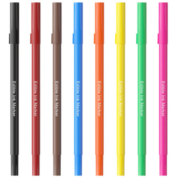 Jewem Edible Markers for Cookie Decorating,8Pcs Ultra Fine Tip(0.5mm) Food Coloring Pens, Upgrade Double Side Food Grade Pens fo