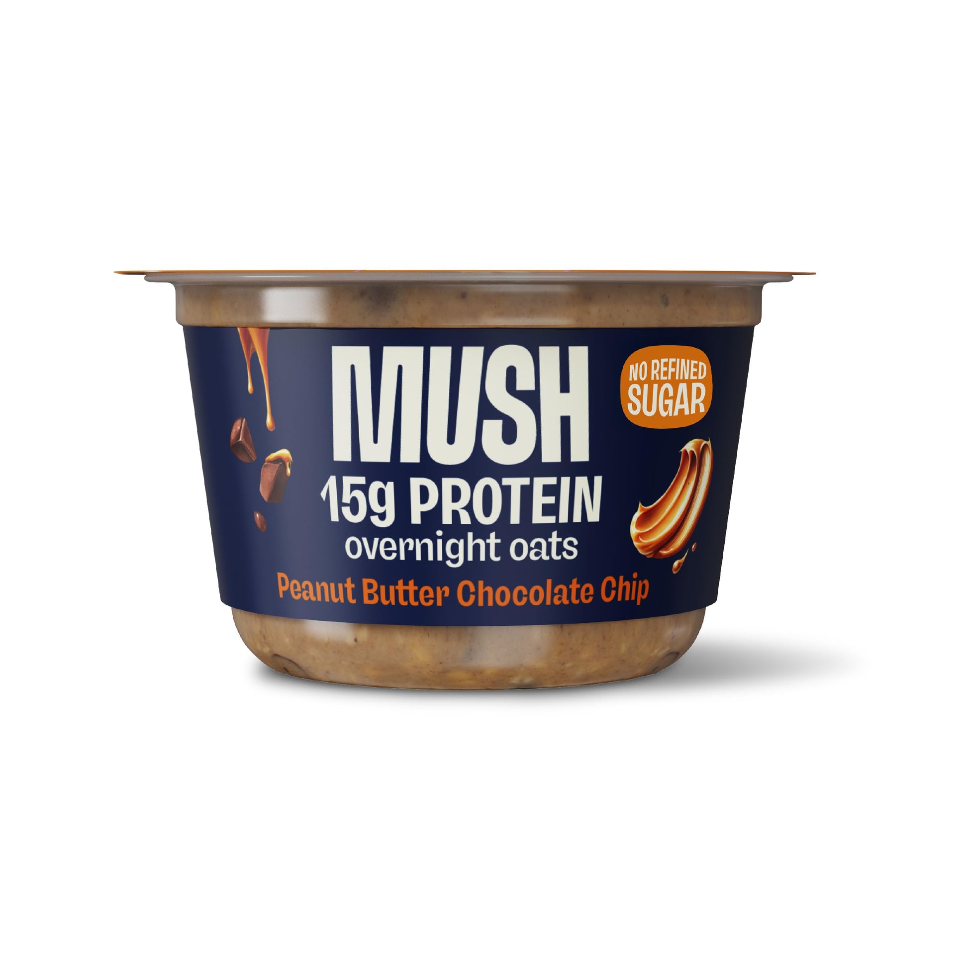 MUSH Overnight Oats - Peanut Butter Chocolate Chip Protein - 15g Protein, Good Source of Fiber, Non-GMO, Dairy Free, Gluten Free