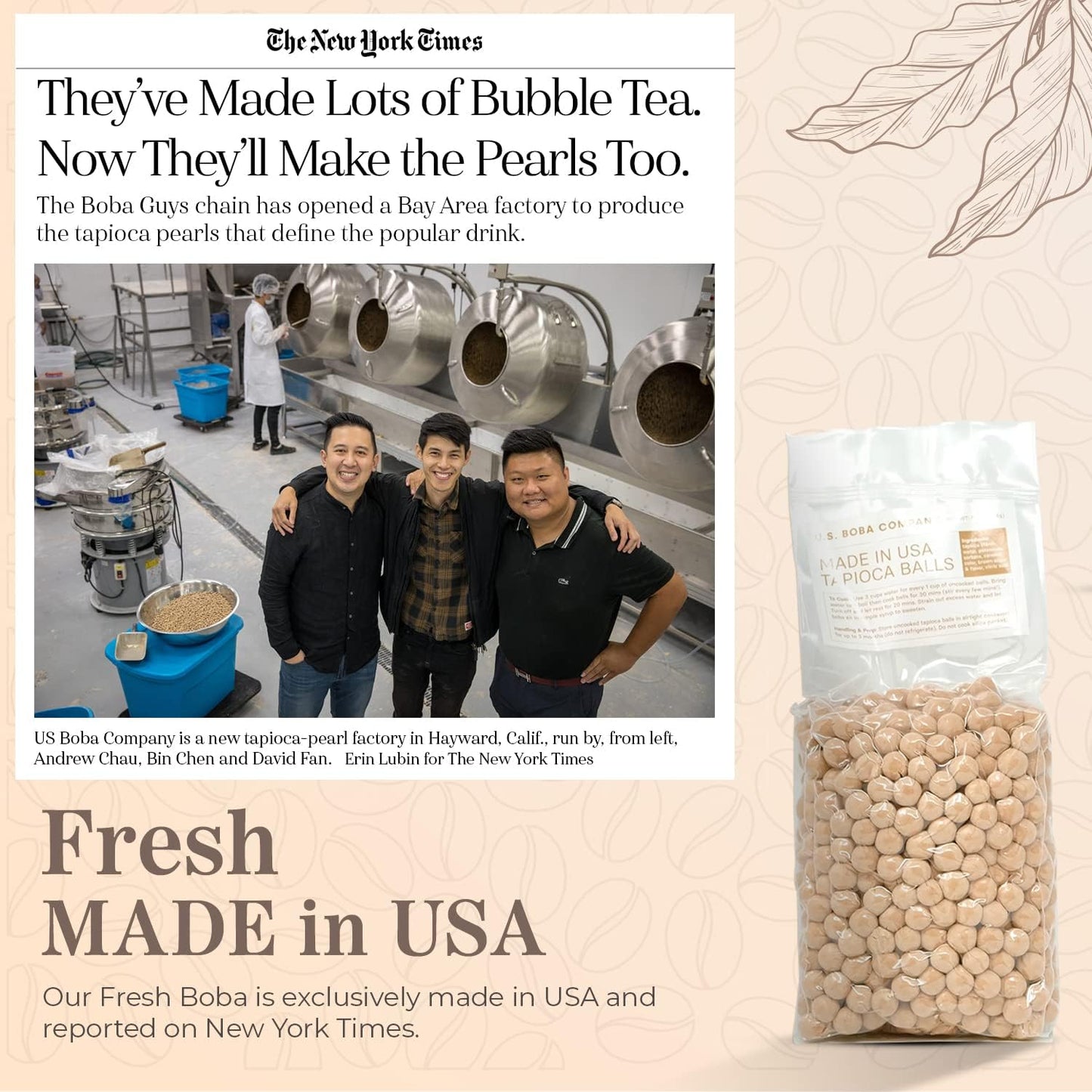 Fanale Brown Sugar Boba Tea Kit With Boba Pearls, Us Boba Co Tapioca Pearl Made In Usa 1 Pound, Brown Sugar Boba Milk Tea, Hand