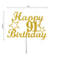 91 Birthday Cake Topper Gold Glitter, Party Decoration Ideas, Premium Quality, Sturdy Doubled Sided Glitter, Acrylic Stick. Made