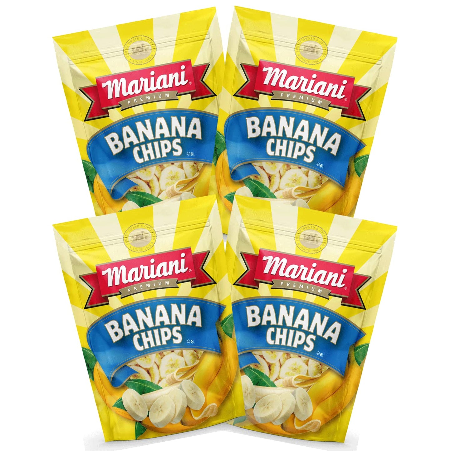 Mariani Banana Chips | Dried Fruit | Healthy Snacks for Kids & Adults | Vegan Snacks | Gluten Free Snacks | 6 Ounces (Pack of 4)