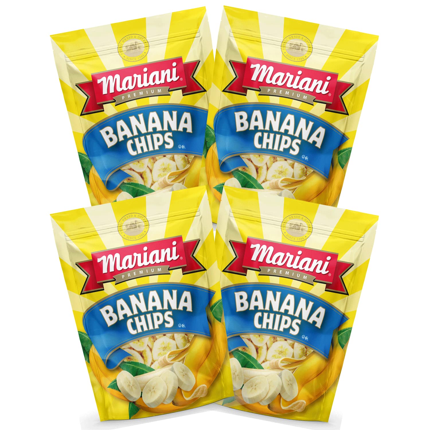 Mariani Banana Chips | Dried Fruit | Healthy Snacks for Kids & Adults | Vegan Snacks | Gluten Free Snacks | 6 Ounces (Pack of 4)
