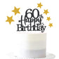Pargleev 60th Birthday Cake Topper, Glittery Black Gold Star Design, Personalised Party Decoration for Men and Women