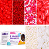 Heart Sprinkles Valentines Edible Sprinkle Mix Red White Heart Shapes Nonpareils Pastel Sprinkles for Cake Decorations Baking Ic