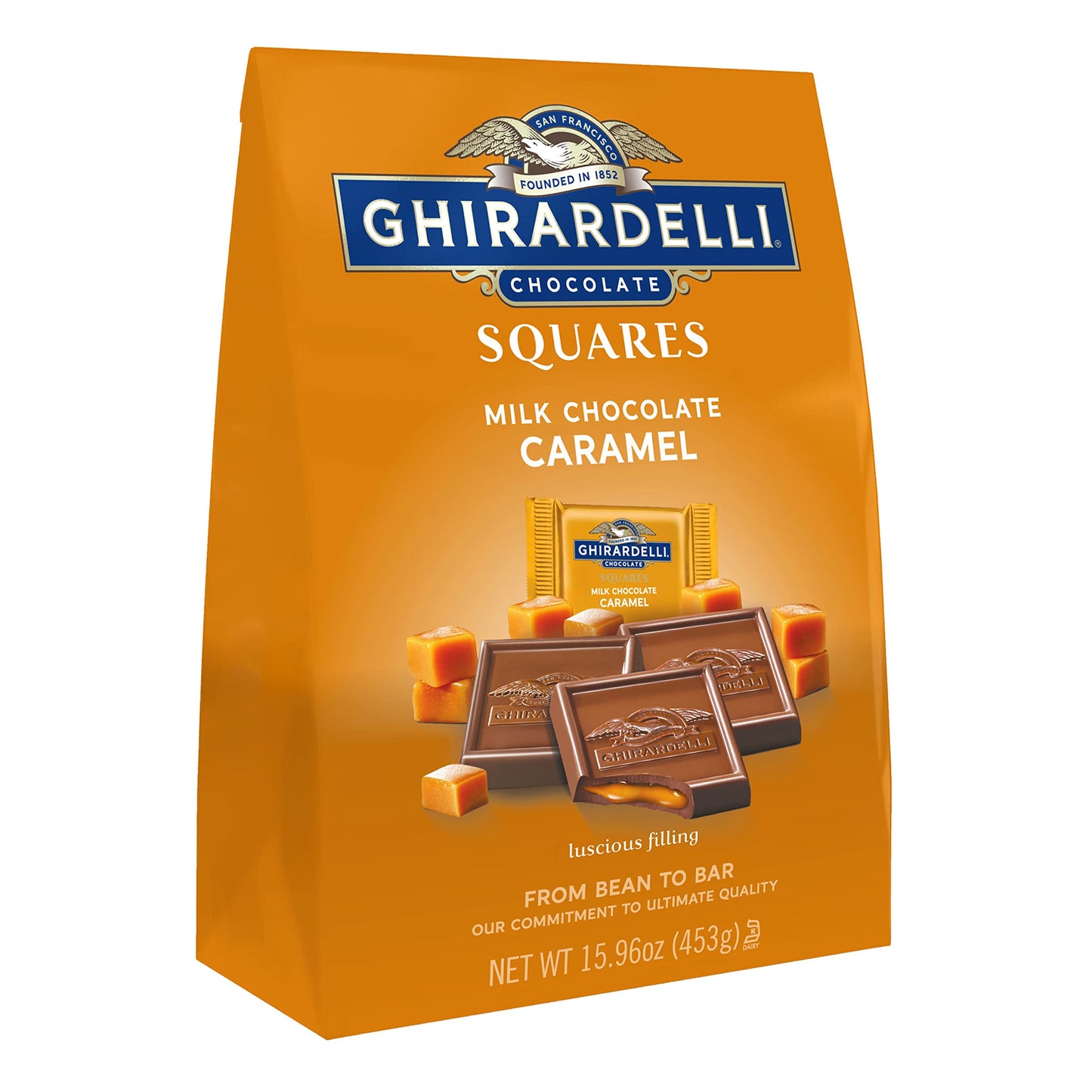 Ghirardelli Milk Chocolate Squares With Caramel Filling, 15.96 Oz Bag