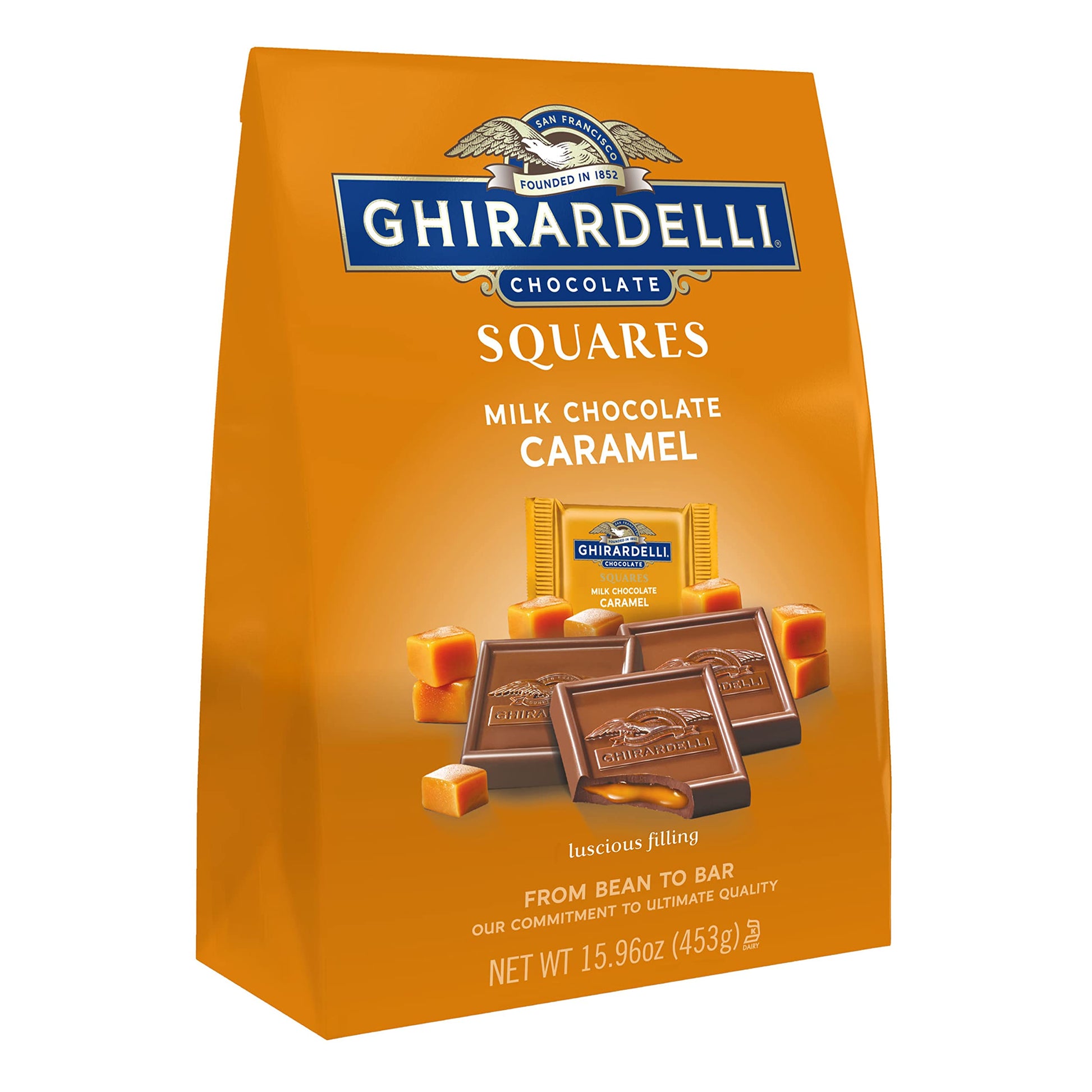 Ghirardelli Milk Chocolate Squares With Caramel Filling, 15.96 Oz Bag