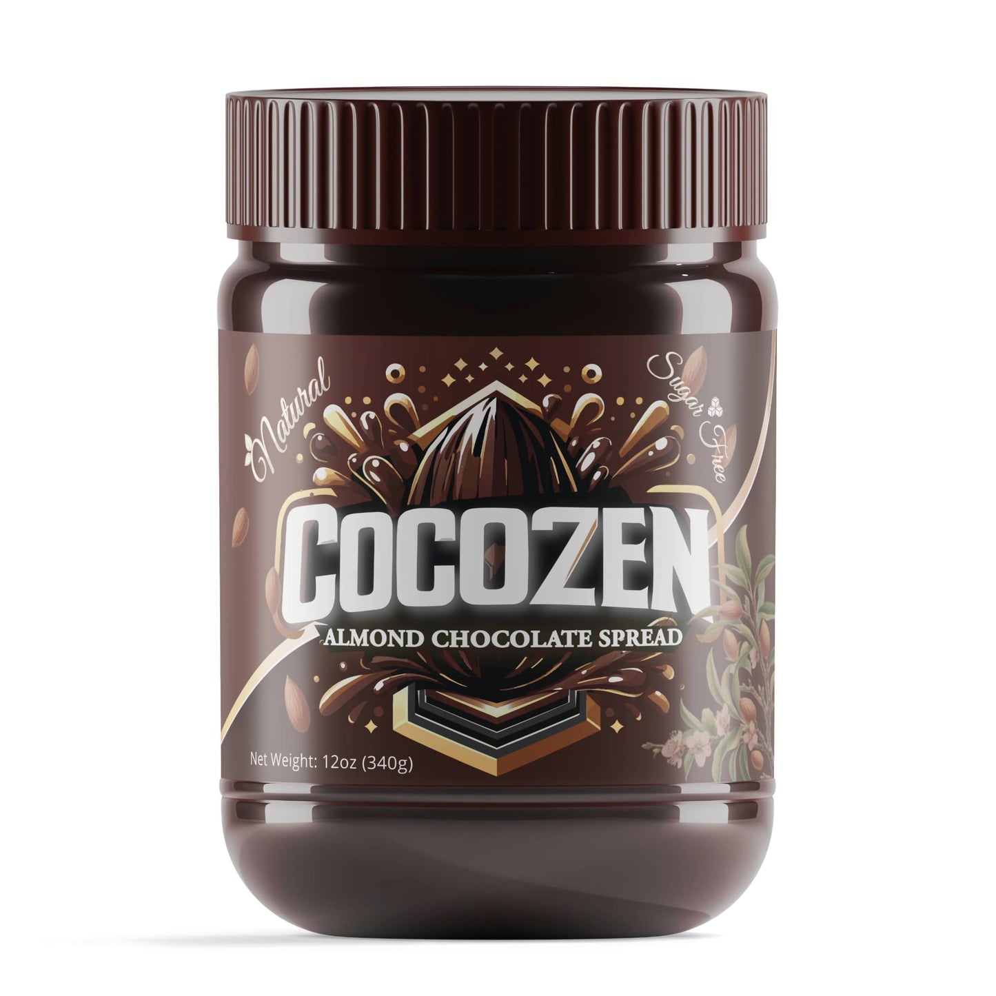 Cocozen Gourmet Almond Chocolate Spread, Almonds First, Sugar-Free, Keto-Friendly, Gluten-Free, Responsibly Sourced, Protein-Enr