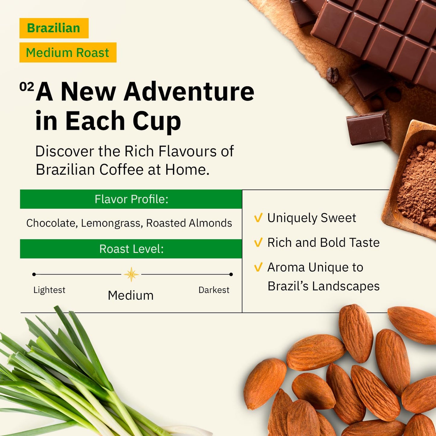 Brazilian Santos Medium Roast Coffee Beans - Single Origin Arabica Specialty Coffee Beans, Freshly Roasted To Order, Fair Trade