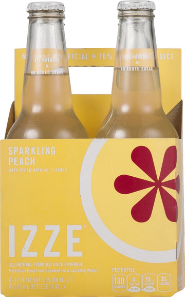 Izze Sparkling Peach Juice 4 Bottle X 12 Oz (Pack Of 6)