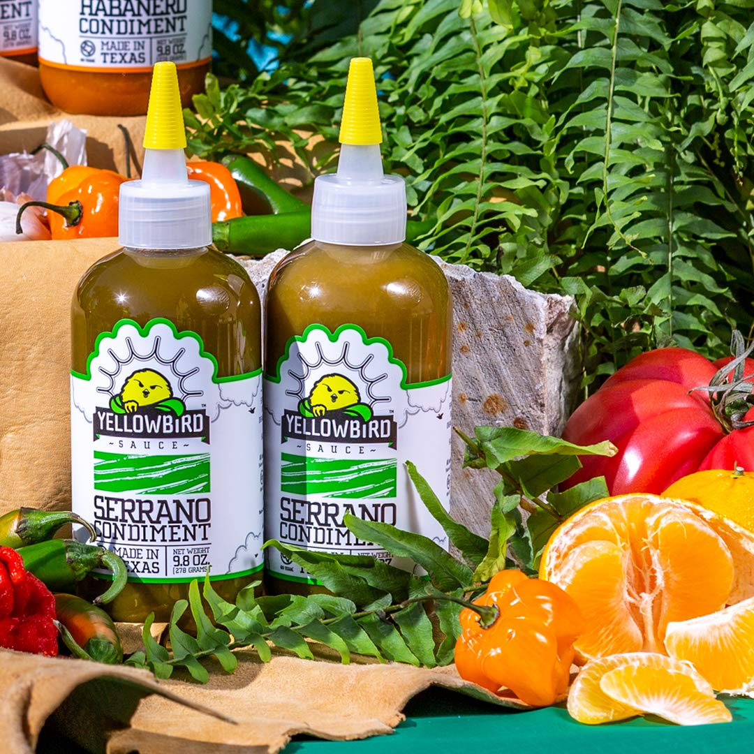 Serrano Hot Sauce By Yellowbird Foods, All Natural, Non-Gmo, 9.8 Oz Bottle, 6-Pack6