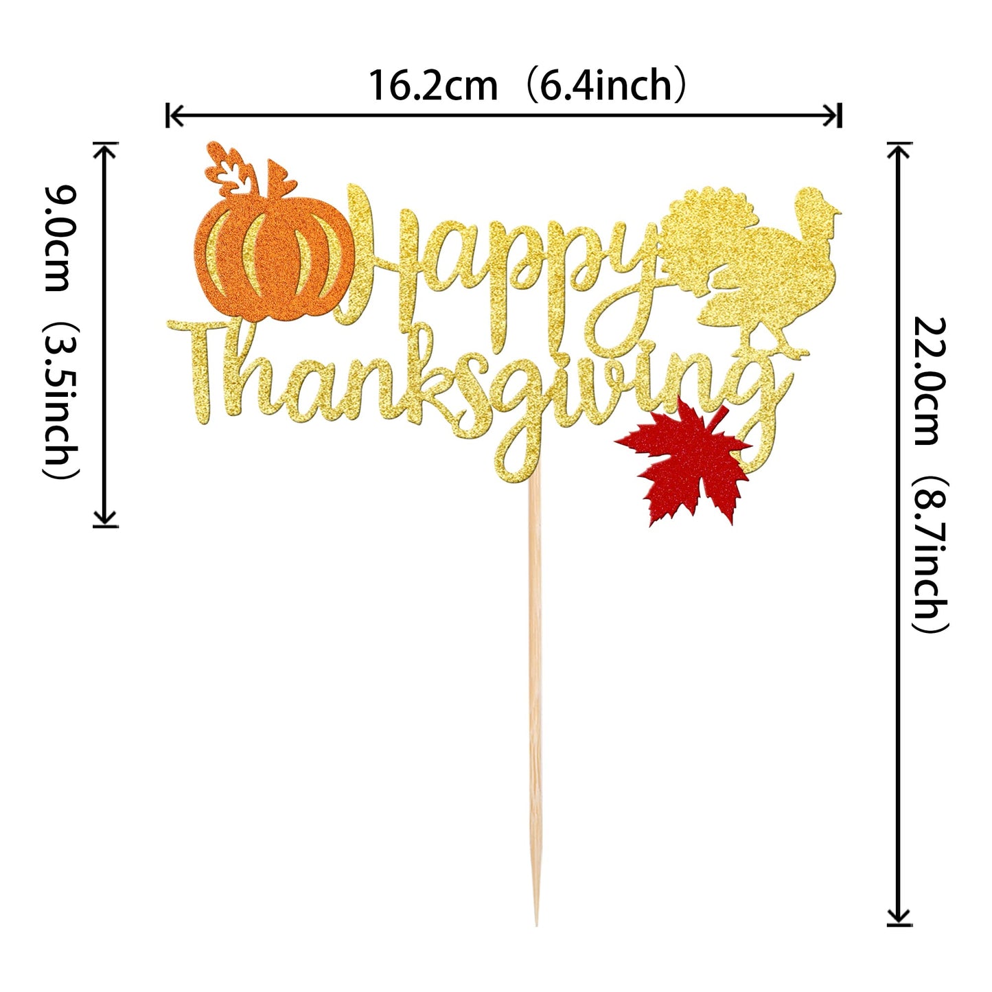 1 Pcs Happy Thanksgiving Cake Topper With Maple Leaf Turkey Pumpkin Fall Theme Cake Pick For Thanksgiving Day Theme Party Cake D