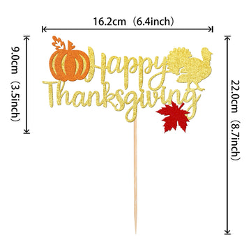 1 Pcs Happy Thanksgiving Cake Topper With Maple Leaf Turkey Pumpkin Fall Theme Cake Pick For Thanksgiving Day Theme Party Cake D
