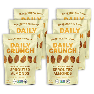 Daily Crunch Turmeric + Sea Salt Sprouted Almonds, Non GMO, 5 Ounces (Pack Of 6)