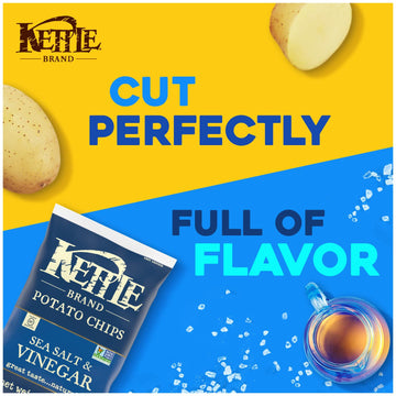 Kettle Brand Potato Chips, Salt & Vinegar Kettle Chips, Snack Bag, 2 Oz