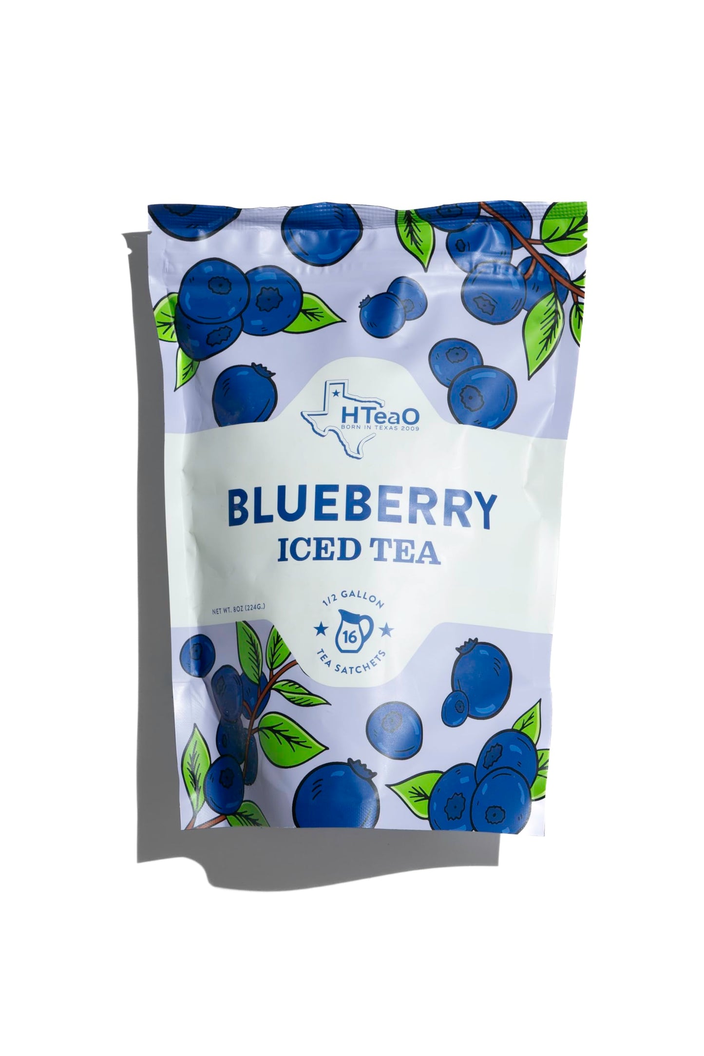 HTeaO Iced Tea Sachets - Blueberry Green Tea Mix for Instant Ice Tea - 8 Gallons Per Package - Real Texas-Style Flavored Iced Te