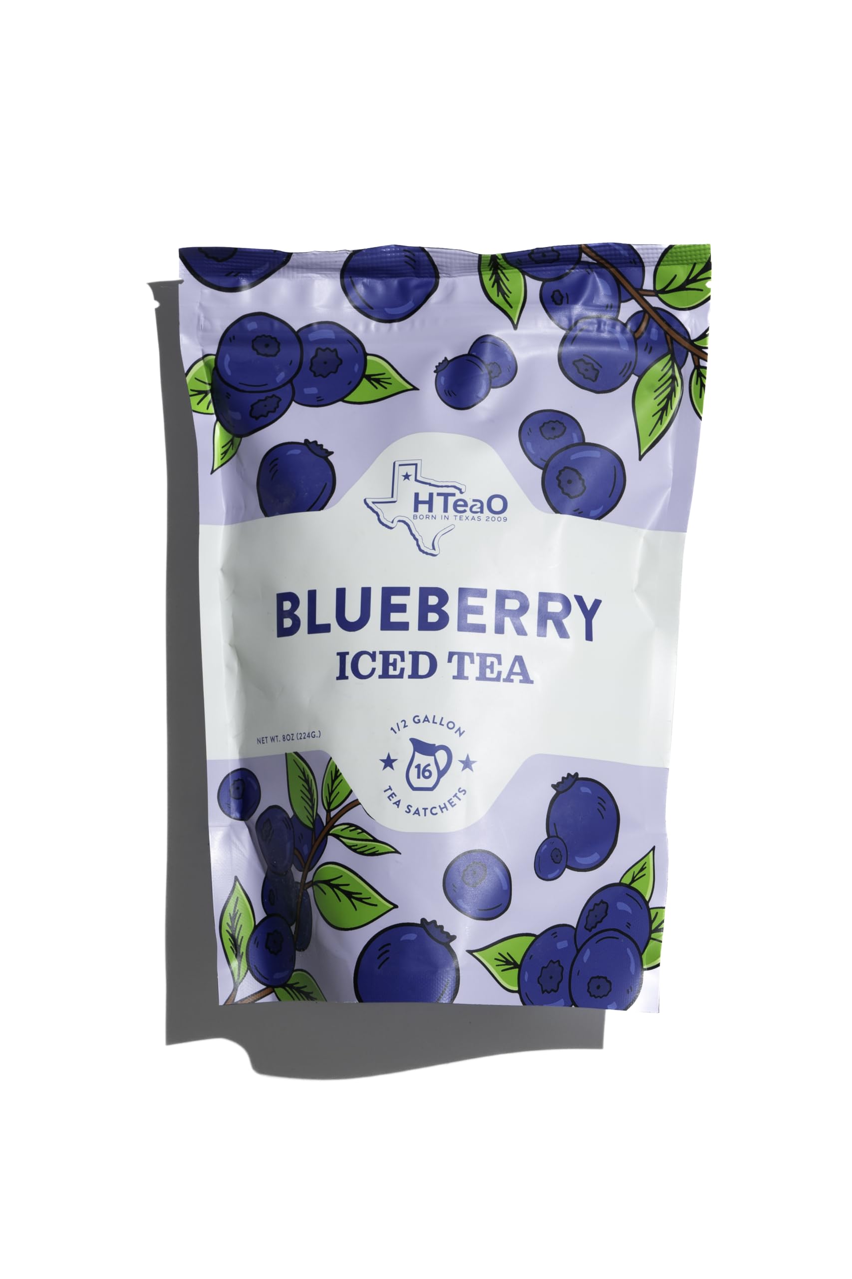 HTeaO Iced Tea Sachets - Blueberry Green Tea Mix for Instant Ice Tea - 8 Gallons Per Package - Real Texas-Style Flavored Iced Te