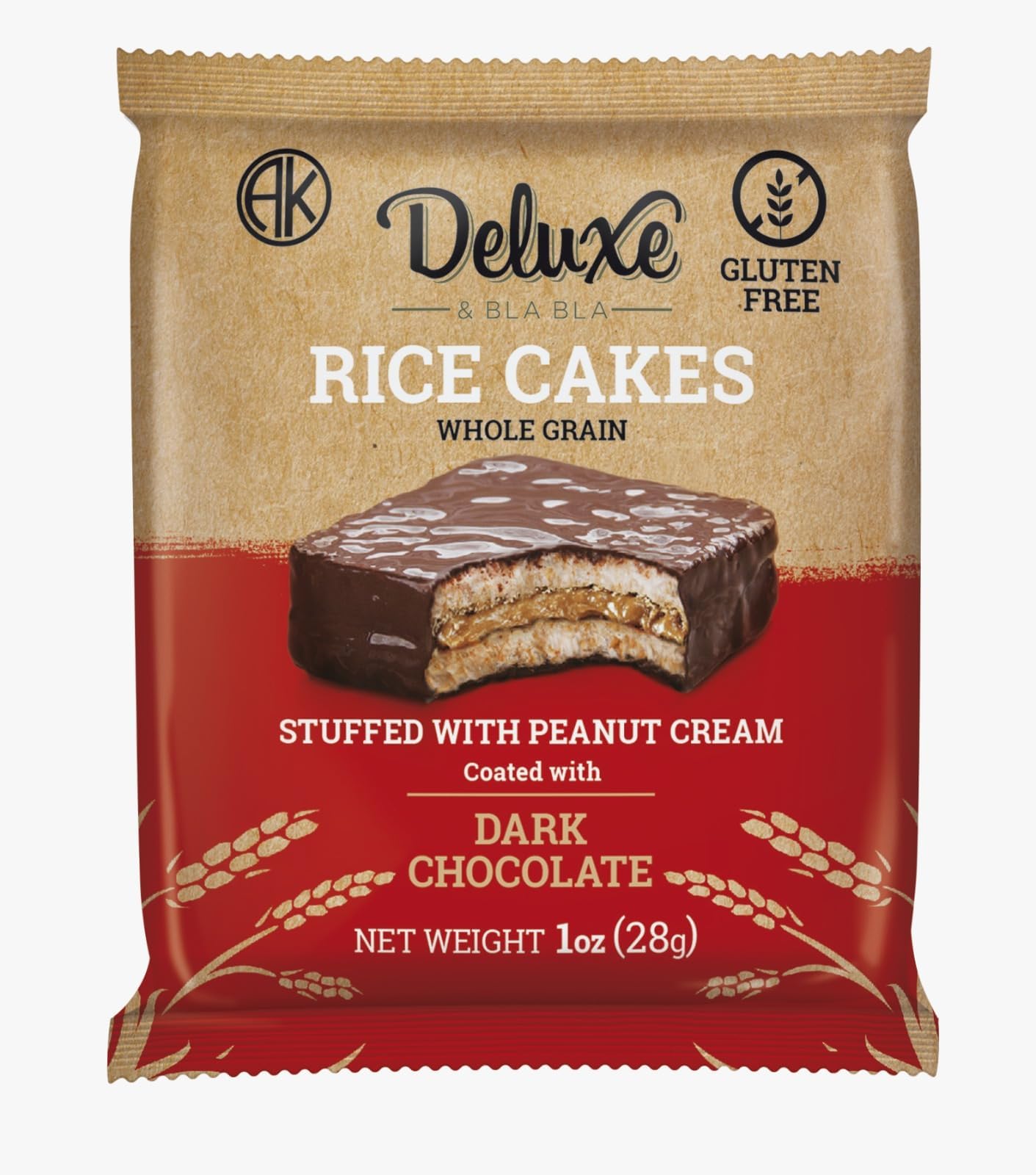 Deluxe & Bla Bla Delicious Crispy Rice Cake Sandwichs Filled With Peanut Cream And Coated With Dark Chocolate (Alfajor) Kosher C