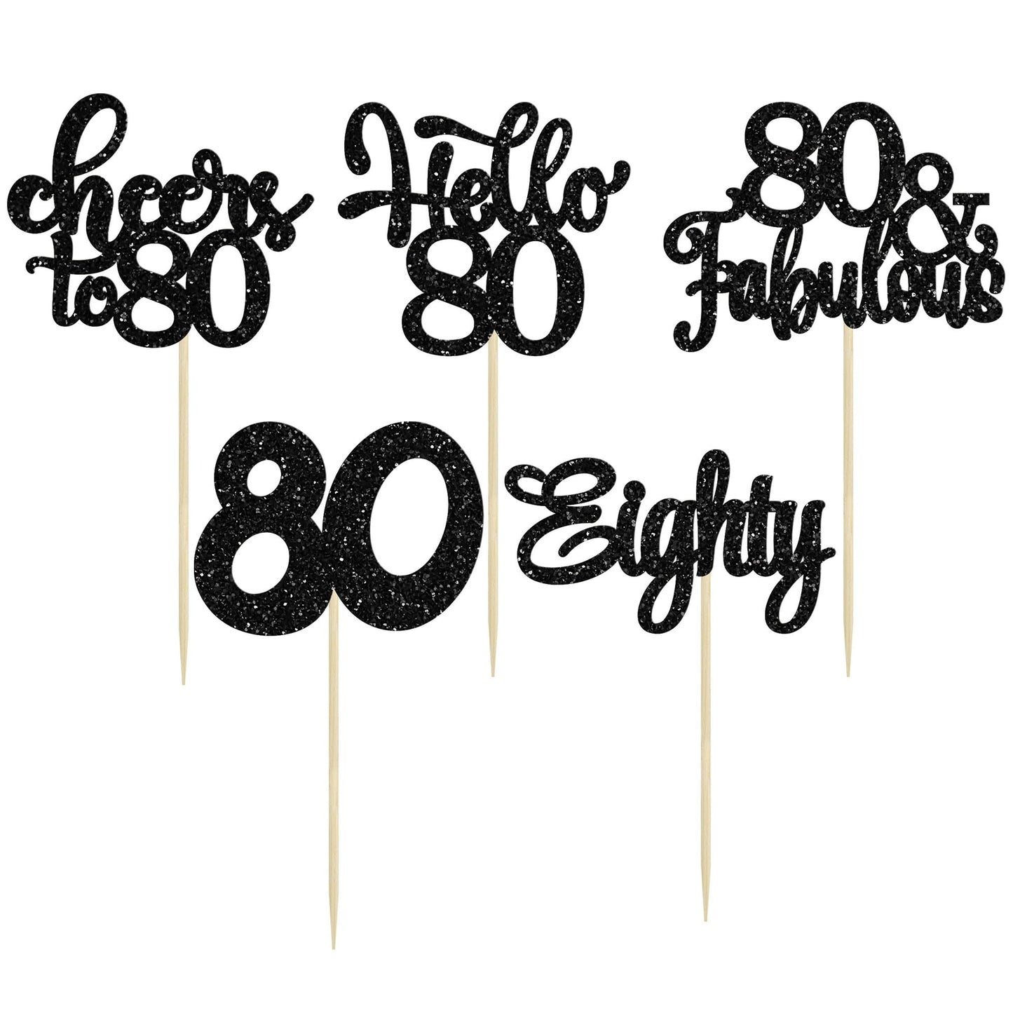 30Pcs Happy 80Th Birthday Cupcake Toppers Eighty Cheers To 80 Years Old Birthday Cupcake Picks For Happy 80Th Birthday Anniversa