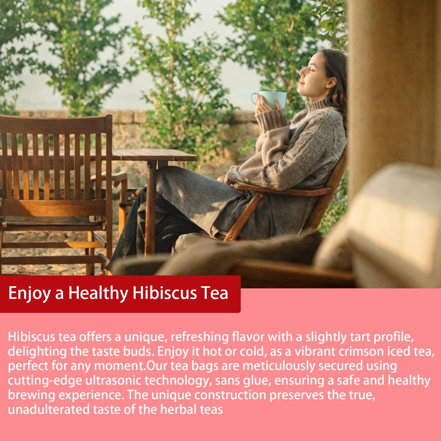 SAMCCI Hibiscus Tea Bags - Premium Dried Hibiscus Flower - Caffeine-Free - 50 Count