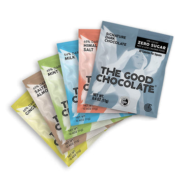 The Good Chocolate Keto Chocolate Variety Pack, 6 Flavors, Zero Sugar, 24 Squares, 0.4 Ounce Each