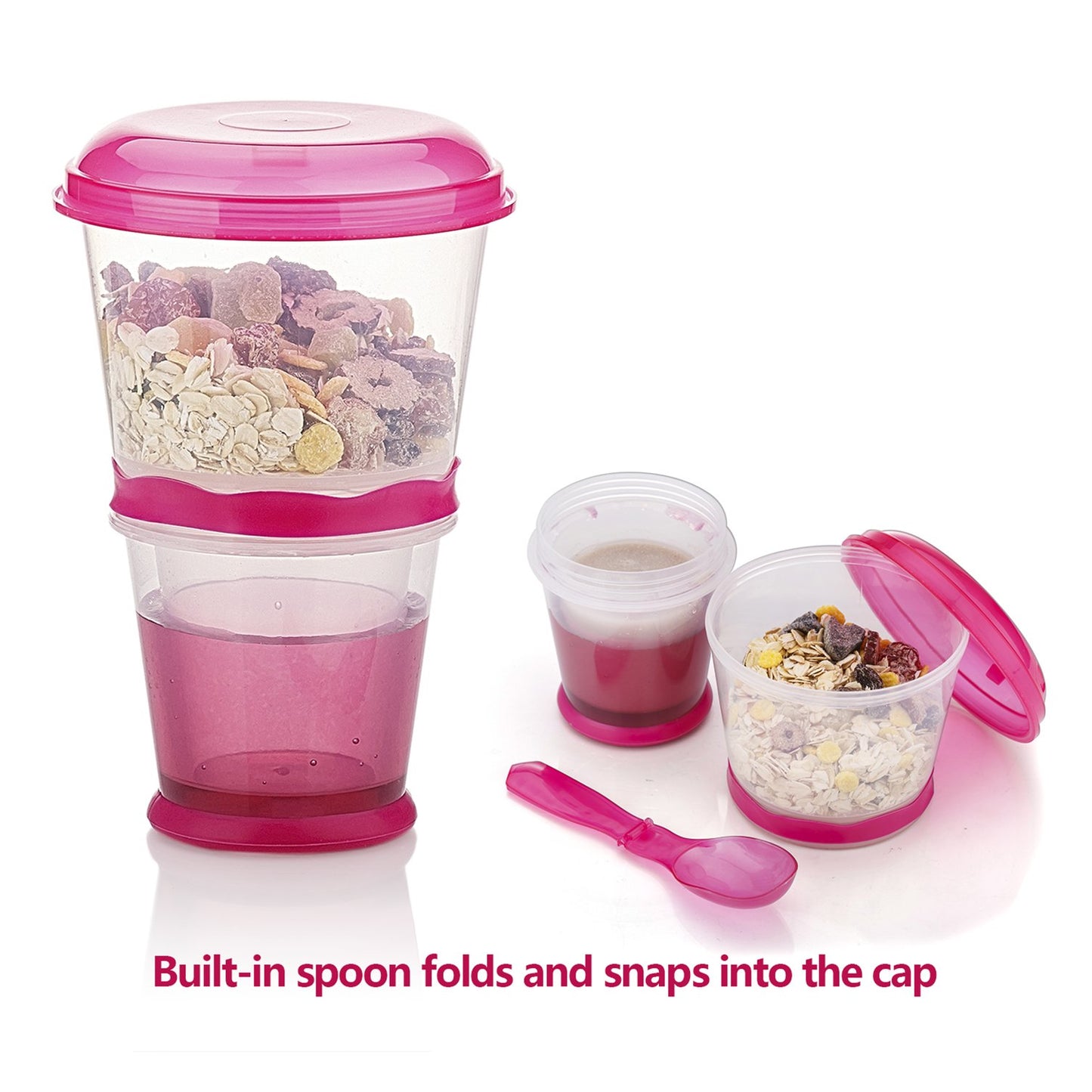 Cereal On The Go, Cup Container Breakfast Drink Milk Cups Portable Yogurt And Travel To-Go Food Containers Storage With Spoon(Re