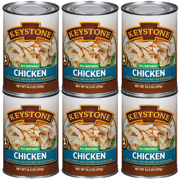Keystone Meats Canned Chicken, 14.5 oz, Fully Cooked, 98% Fat Free, Pack of 6, Gluten Free, Made in USA