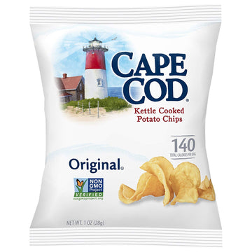 Cape Cod Original Kettle Cooked Potato Chips, Gluten-Free 1Oz Bag (Pack Of 24, Total Of 24 Oz)