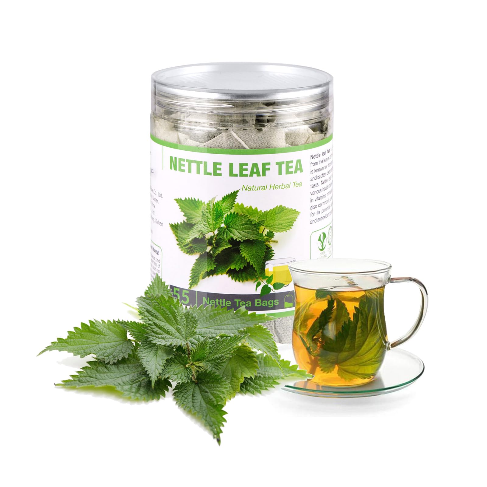 55 Nettle Leaf Tea Bags  100% Natural & Pure Stinflavor Blendg Nettle Tea  Dried Nettle Herb Leaves  Energy Blend Free