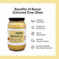 Barosi Enhanced Cultured Desi Cow Ghee 1 Litre | Vedic Bilona Method | Churned From Curd | Pure & Natural | Farm Made In Small Batches | Glass Jar Packing