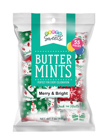 Party Sweets Holiday Themed Buttermints - 7 oz. Bags (Merry & Bright, 7 oz. Bag (Pack of 6) 300 pieces)