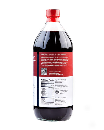 Tahiti Trader Tart Cherry Organic Juice Concentrate - Ready To Drink Organic Superfood Promoting Immune Support & Overall Health - Pure, Unsweetened Fruit Juice - (32 Oz, 1 Pack)