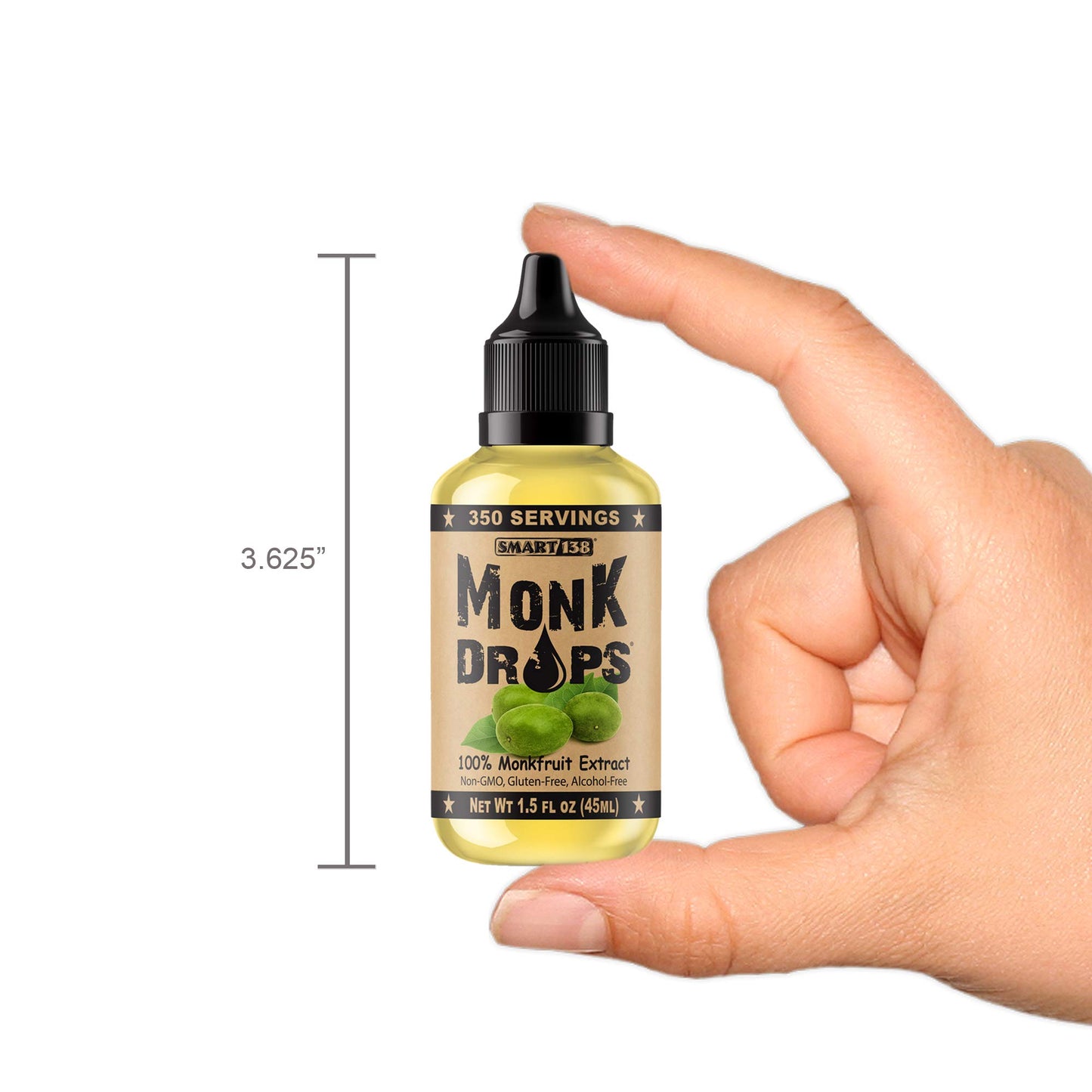 Smart138 Monk Drops - 100% Monkfruit Liquid Sweetener, Zero Calories, Zero Sugar, 1.5 Fl Oz, 350 Servings, Keto-Friendly