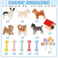 Chunful 18-Piece Dog Cake Topper Set, Plastic Puppy Figurines, Dog Bone & Kennel Decorations, Vivid Style, White/Black/Brown