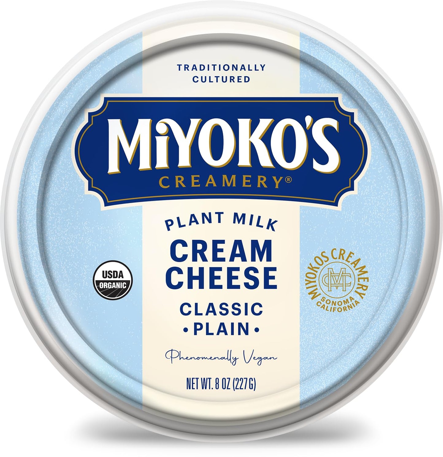 MIYOKOS CREAMERY Organic Vegan Cream Cheese, Classic Plain, 8 oz Tub (1-Pack)