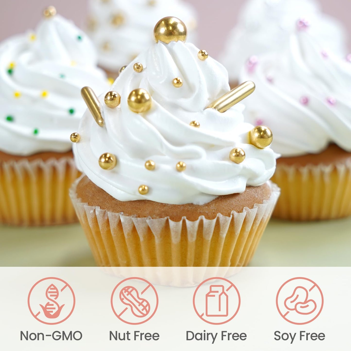 Joyvitas Gold Pearl Rods Sprinkles, Edible Dessert Decorations, 150g, Perfect for Cakes, Donuts, Cupcakes, Holiday and Party Supplies