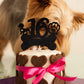 ZHUOWEISM 16th Birthday Cake Topper Black Glitter Dog Paw Design Paper Decoration for Kids Party Supplies