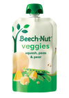 Beech-Nut Baby Food Pouches, Squash Peas Pears Veggie Puree Baby & Toddler Food, 3.5 oz (12 Pack)
