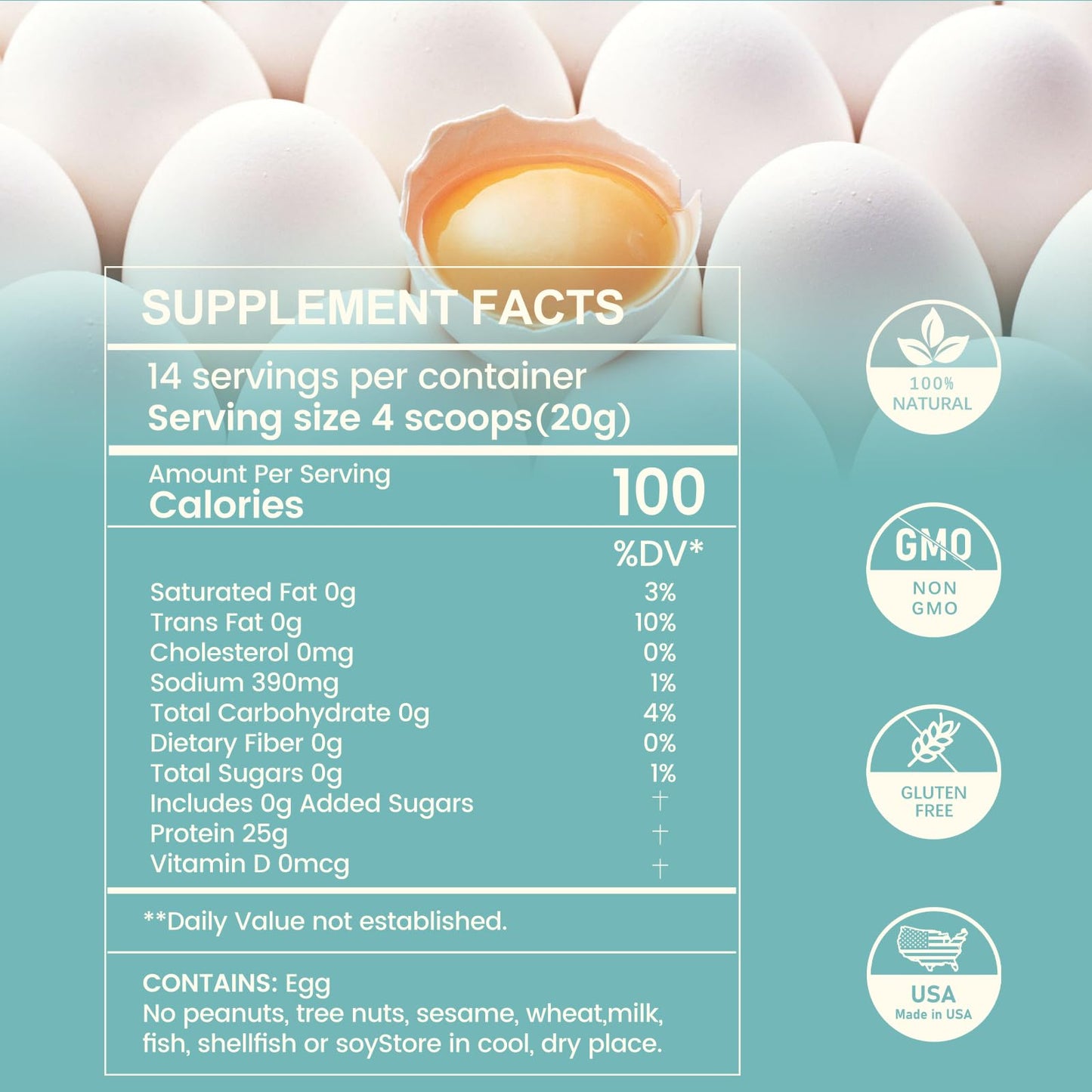 inGreens Egg White Protein Powder, Non-GMO, Gluten-Free, Unflavored, 10 oz