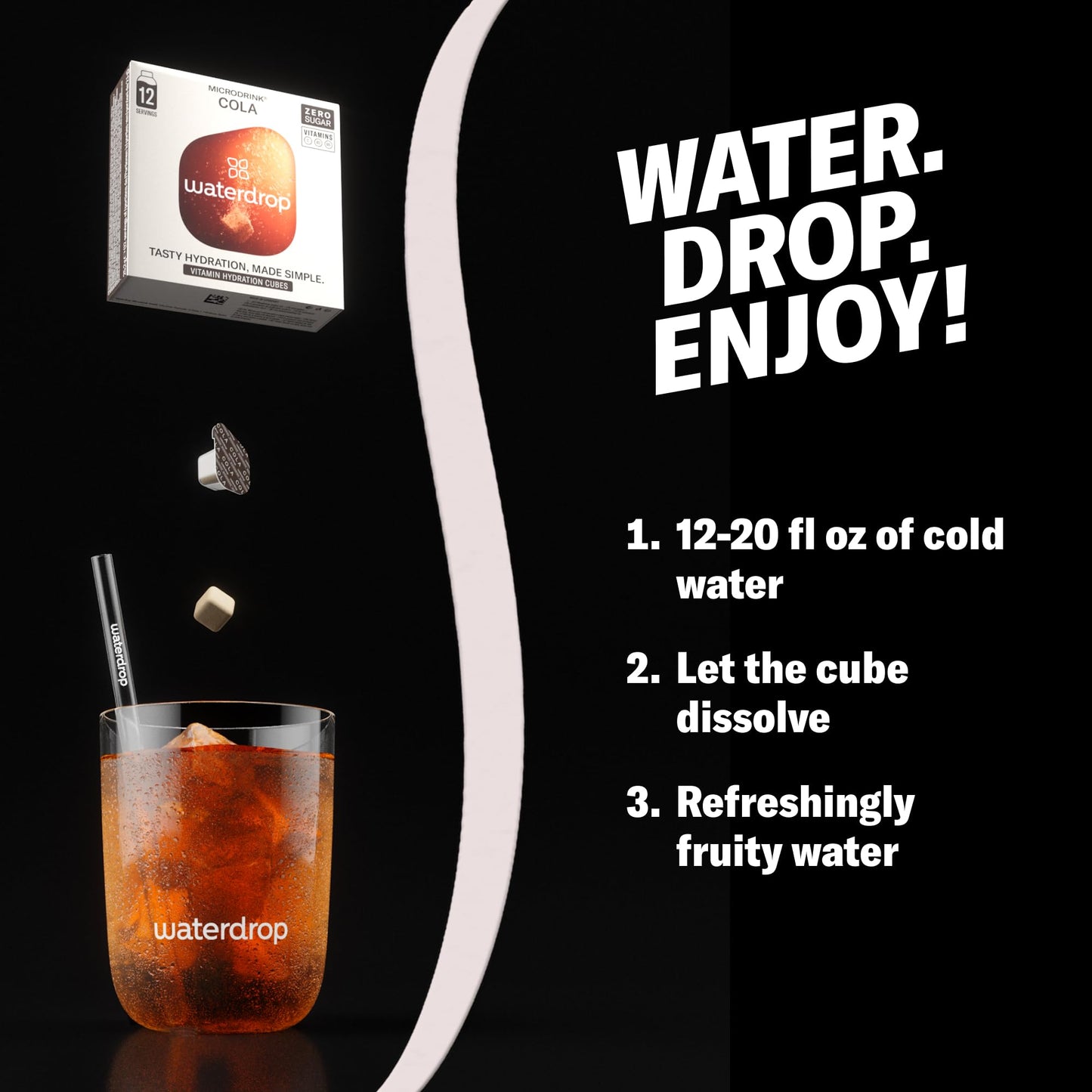 Waterdrop Hydration Cubes With Vitamin C  B Vitamins & Electrolytes  Cola Flavor Electrolyte Variety Pack  Flavored Water Enhancer Cubes for Still & Sparkling Water  Low Calorie  Sugar Free  36 Count