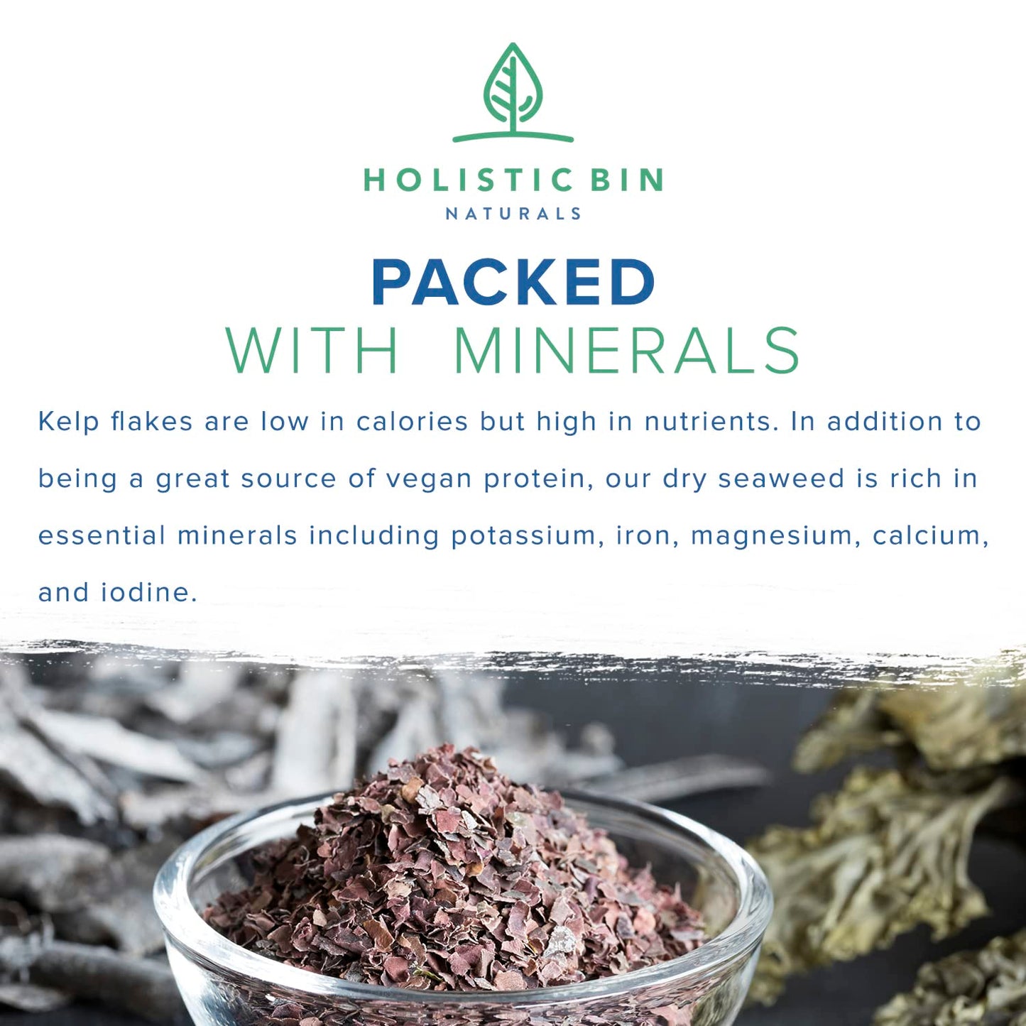 Organic Seaweed Flakes by Holistic Bin | Wild Harvested in Ireland | Red Atlantic Dulse, Black Nori, & Green Sea Lettuce | Dried