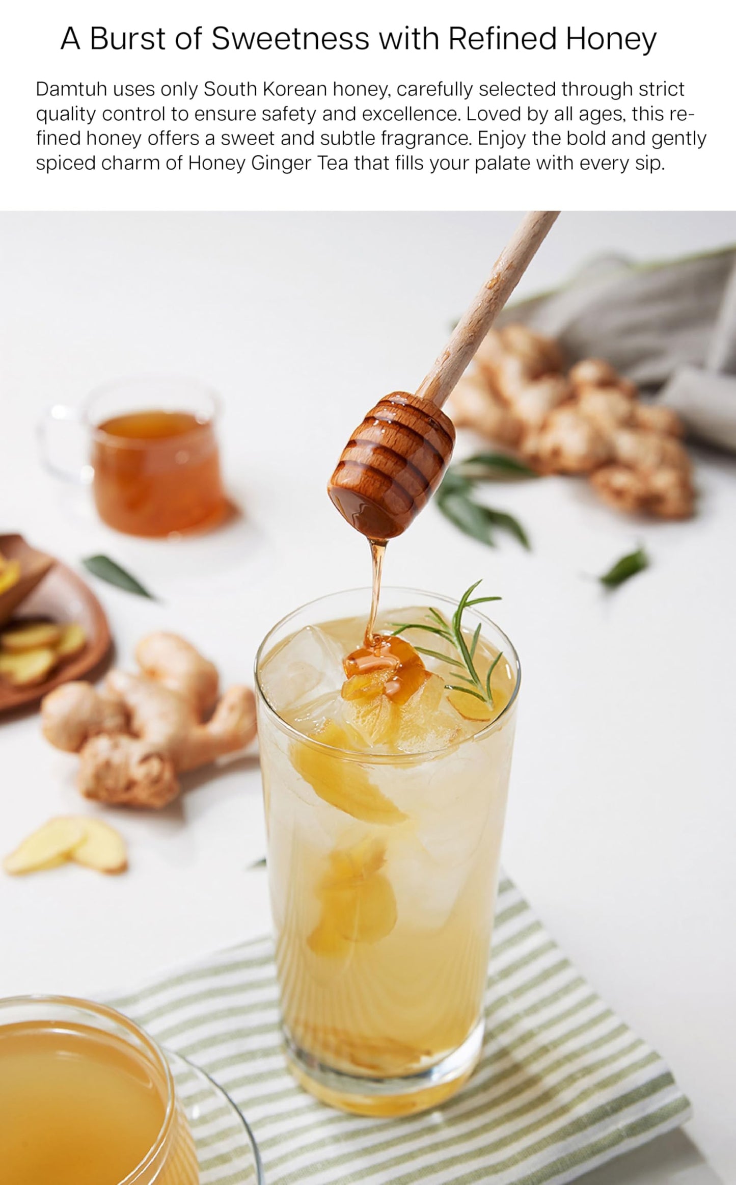 Damtuh Honey Ginger Tea - Natural Flavor & Warm Spicy Aroma, No Artificial Ingredients, Perfect For Hot Or Iced Tea, Jam, Or Sal