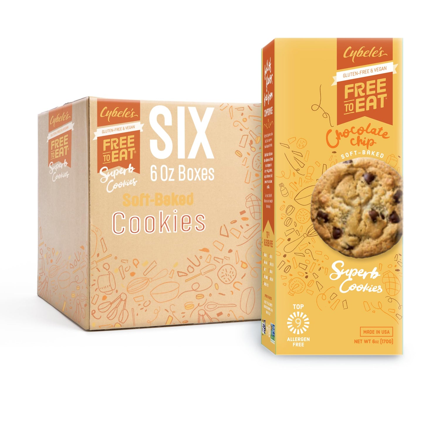Cybeles Free To Eat Gluten-Free & Vegan Cookies - Plant-Based, Dairy, Soy, & Nut Free - Soft-Baked School Safe Snack For Kids &