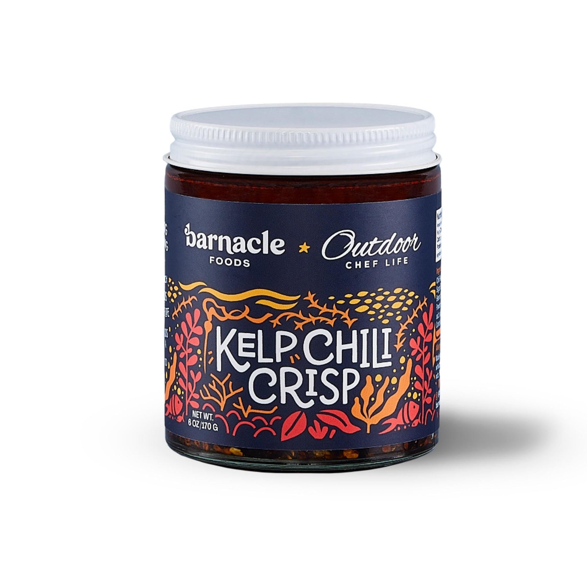 Barnacle Foods Kelp Chili Crisp - Medium Spice - 6 oz - Crunchy Chili with Onion, Garlic & Chiles de Arbol - Ideal for Noodles & Pizza