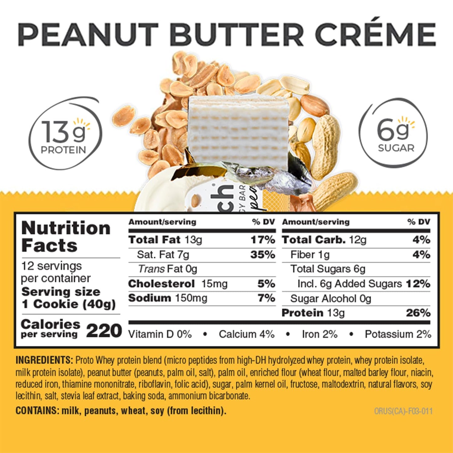 Power Crunch Protein Wafer Bars, High Protein Snacks With Delicious Taste, Peanut Butter Crme, 1.4 Ounce (12 Count)