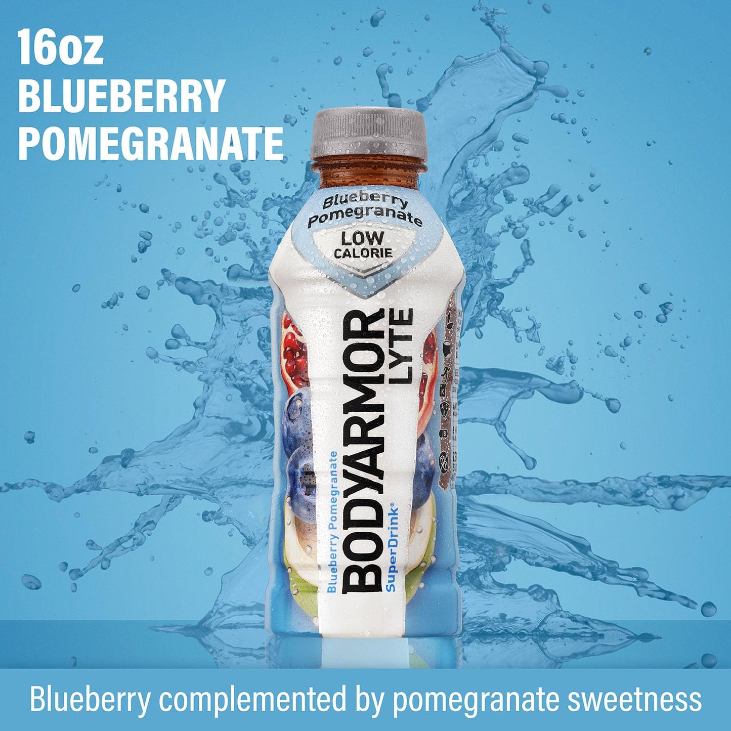 Bodyarmor Lyte Sports Drink Low-Calorie Sports Beverage, Blueberry Pomegranate, Coconut Water Hydration, Natural Flavors With Vitamins, Potassium-Packed Electrolytes, Perfect For Athletes, 16 Fl Oz (Pack Of 12)