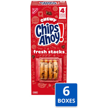 Chips Ahoy! Fresh Stacks Chewy Chocolate Chip Cookies, Bulk Travel Snacks, 6 Boxes (24 Multi Snack Packs)